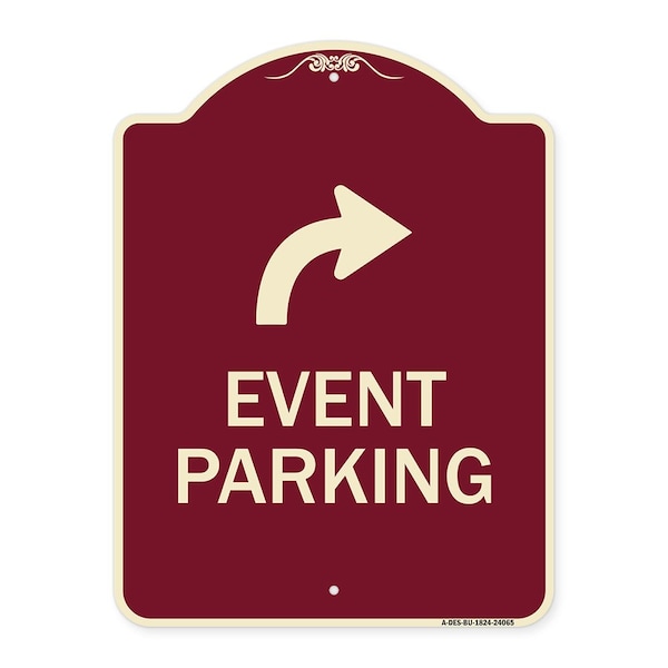 Event Parking W/ Upper Right Arrow Heavy-Gauge Aluminum Architectural Sign, 24" x 18", BU-1824-24065